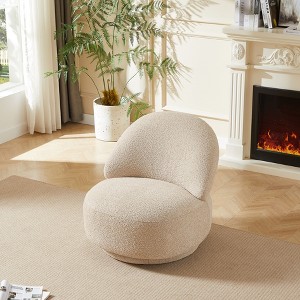CAVINAS 360° Swivel Accent Chair,Space-Saving Rotating Lounge Chair with Metal Frame,Plush Fabric Armchair for Living Room,Bedroom,Beige - 1 of 4