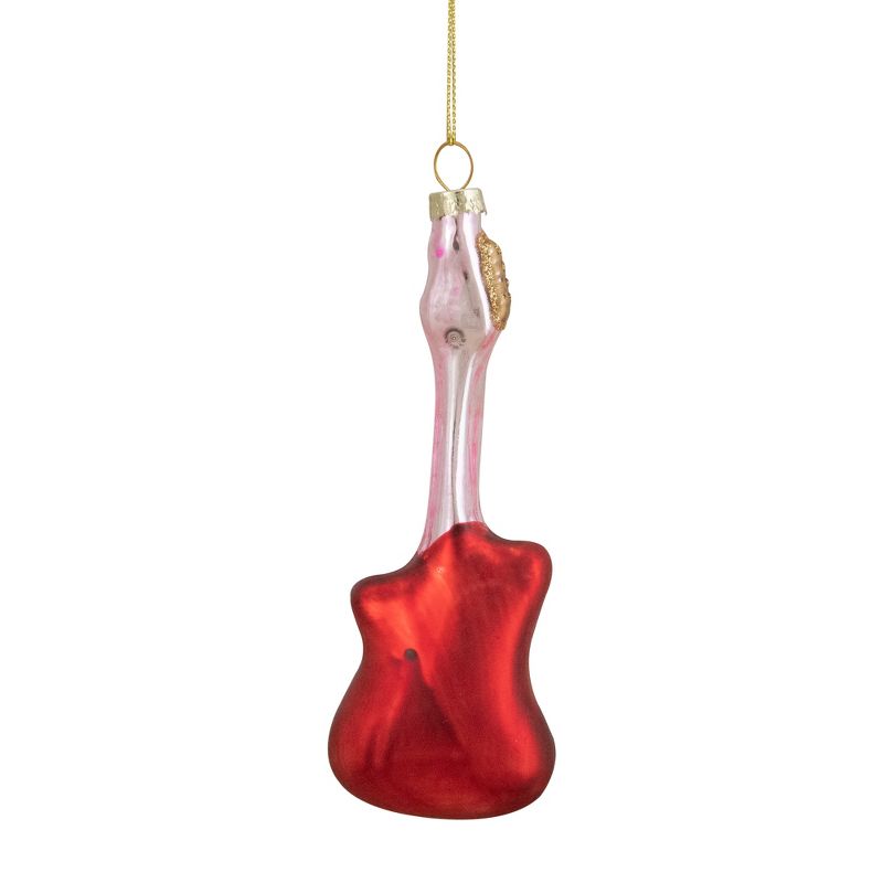 Northlight 6" Red and Silver Glass Bass Guitar Christmas Ornament, 5 of 6