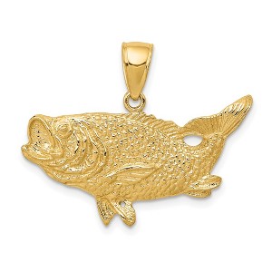 Black Bow Jewelry 14k Yellow Gold Largemouth Bass Pendant - 1 of 4