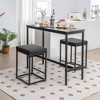 Costway Set of 2 Bar Stools 24'' Counter Height Backless Kitchen Island Bar Chairs Brown/Black/Grey - 2 of 4