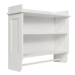 Redmon Contemporary Country Wall and Ceiling Mounted Floating Painted Wood Wall Shelf with Towel Bar, Easy Assembly, & Adjustable Middle Shelf, White