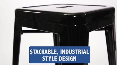 Teal-Blue Industrial 30" Backless Metal Indoor-Outdoor Barstool