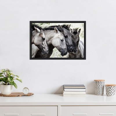 Framed Horizontal Canvas Print of Four Konik Horses