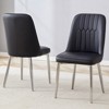 FONTOI 2PCS Modern Dining Chairs with Leather Backrest for Kitchen, Bedroom, Office, Black, 16.3"*35"*17" - 2 of 4