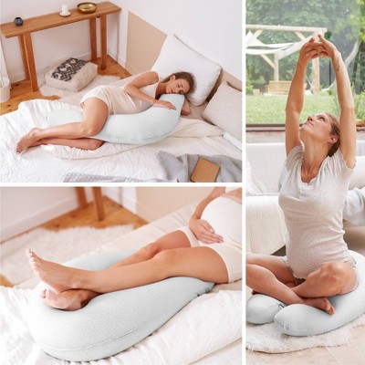 Organic Cotton U-Shape Pregnancy Pillow in Mineral Gray
