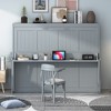 Full/Queen Size Murphy Bed Wall Bed with Hydraulic Lift and Desk Design, White/Gray-ModernLuxe - 2 of 4