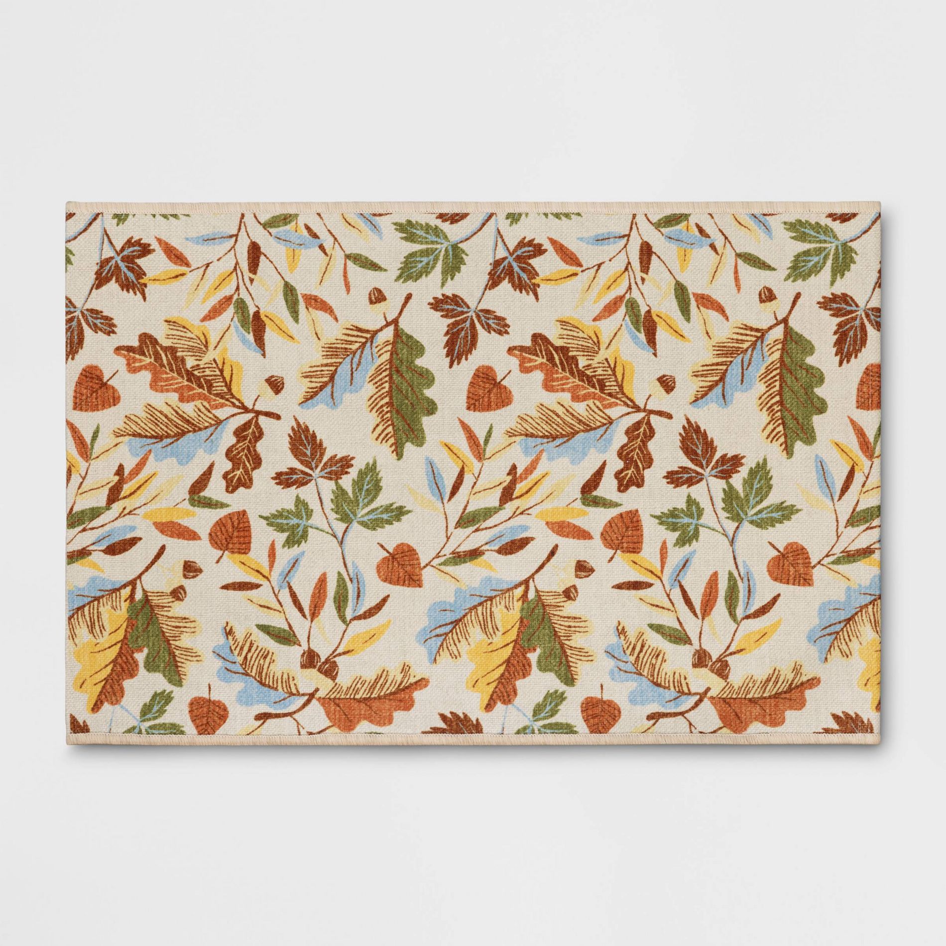 2'x3' Washable Leaf Harvest Scatter Woven Accent Rug Cream/Orange/Green - Room Essentials™