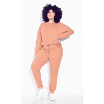 Women's Plus Size Only Lounge Plain Pant  - Terracotta | ZIM & ZOE