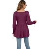 Women's Blouse V-Neck Peplum Long Sleeve Tunic Top Casual Shirt - 3 of 3