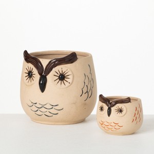 Sullivans Kitschy Brown Owl Ceramic Planter Set of 2, 5.75"H & 3"H Multicolored - 1 of 4