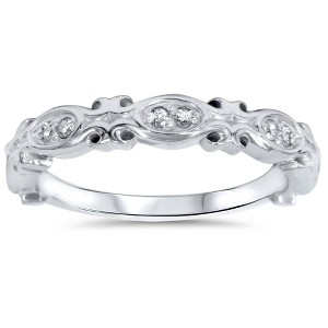 Pompeii3 1/10ct Vintage Diamond Wedding Ring 14K White Gold - 1 of 4