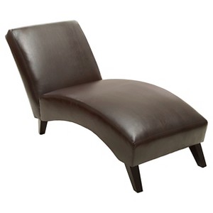 Finlay Leather Chaise Lounge Brown - Christopher Knight Home: Curved Comfort for Living Room - 1 of 4