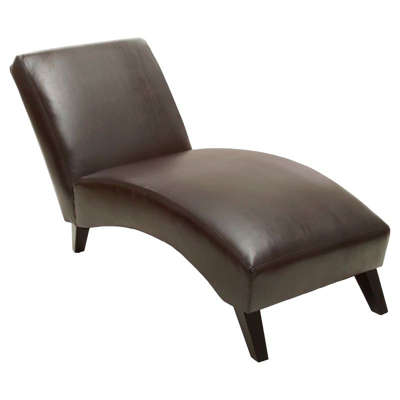 Finlay Leather Chaise Lounge Brown - Christopher Knight Home, 1 of 7