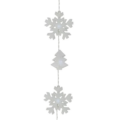 Kaemingk 12ct Battery Operated LED Snowflake and Tree Christmas Lights Clear - 5.5' Clear Wire