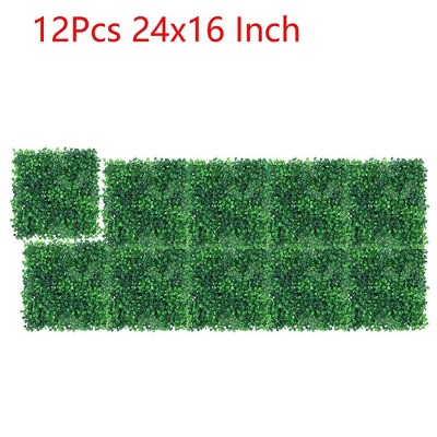 12PCS 24"x16" Grass Wall Artificial Boxwood Panels Wall Hedge Decor With Zip Tie