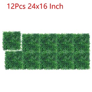 12PCS 24"x16" Grass Wall Artificial Boxwood Panels Wall Hedge Decor With Zip Tie - 1 of 4