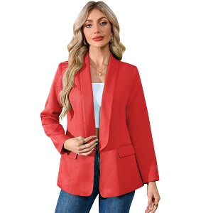 KOJOOIN Women's Sculpted Shawl Collar Blazer with Flap Pockets Timeless Transitional Tailoring - 1 of 4