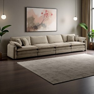 150.38" Corduroy Modular Sectional Sofa with Double-Layer Cushions - 1 of 4