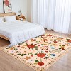 Vintage Floral Area Rug - Machine Washable Large Non-Slip Low Pile Soft Carpet for Living Room, Bedroom, Dining Room, Farmhouse, Nursery Apartment - 3 of 4