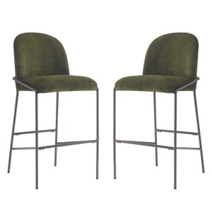 Set of 2 Upholstered Bar Stools with Backs, Metal Frame Counter Height Chairs, Modern Faux Leather Barstool for Kitchen-The Pop Home - 1 of 4
