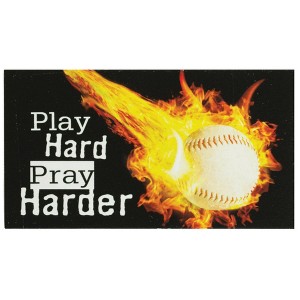Dicksons Play Hard Pray Harder Colorful Flame Baseball Multicolor 5.5 x 2.75 Magnet Decorative Magnet Fridge Magnet - 1 of 1