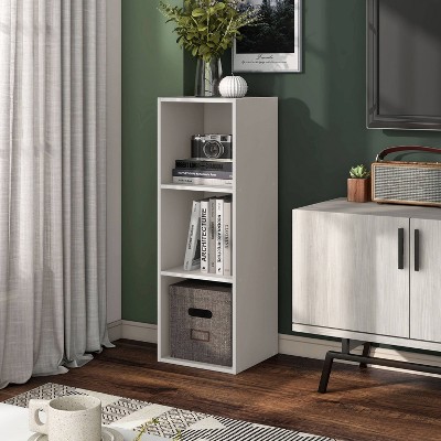 Taupe Grey 3-Shelf Stackable Wood Cube Bookcase