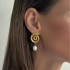 Pompeii3 18k Yellow Gold Plated 1.5" Fresh Water Pearl Push Back Studs - 3 of 4