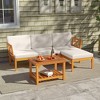 Tangkula L Shaped Outdoor Furniture Set 5 Pieces Acacia Wood Patio Conversation Set Modular Outdoor Lounge Sofa Set w/Cushions - 4 of 4