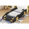 Twin Size Race Car Bed with Wheels, Storage - Black+Yellow - 3 of 3