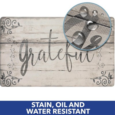 Grateful Grey and Cream Floral Anti-Fatigue Kitchen Mat