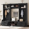 4-In-1 Detachable Particle Board Hall Tree Entryway With Bench,Coat Rack With 7 Hooks And Shoe Storage,For Hallways,Living Room-Cuddlewood - 2 of 4