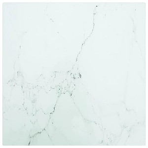 vidaXL Table Top, White 11.8"x11.8" 0.2" Tempered Glass with Marble Design - 1 of 4