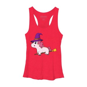 Women's Design By Humans Witch Unicorn Halloween T Shirt By thebeardstudio Racerback Tank Top - 1 of 3