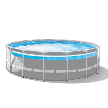 INTEX 16' x 48" Prism Frame Pool with Window - Gray