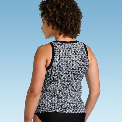 Lands' End Women's Geo Print High Neck Tankini Top