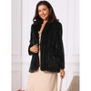 INSPIRE CHIC Women's Faux Fur Winter Open Front Notch Lapel Long Sleeve Fluffy One Button Coat - 3 of 4