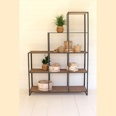 Stair Step Wood and Metal Shelf Unit – 76" Tall Display by Kalalou
