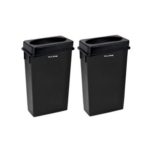 Alpine Industries Polypropylene Trash Can with Drop-Slot Lid  23 Gallon Black 2/Pack - 1 of 4
