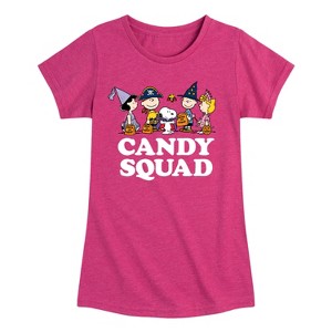 Girls' - Peanuts - Candy Squad Fitted Short Sleeve Graphic T-Shirt - 1 of 4
