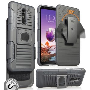 Nakedcellphone Combo for LG Stylo 5 - Ring Grip/Stand Case and Belt Clip Holster - Black - 1 of 4