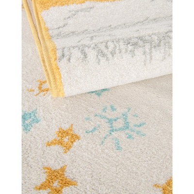 Ivory and Yellow Bear Design Kids Rectangular Rug