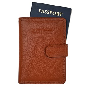 Steeltime Unisex leather passport holder. Color Options: Black, Brown, Navy, Teal, Red, Purple - 1 of 4