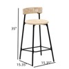 FONTOI 2PCS Round Barstools with Back&Footrest, Hand Woven Bar Stools for Living Room Kitchen Island, Black&Brown, 15.35"*35"*15.35" - 3 of 4