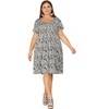 Agnes Orinda Women's Plus Size Floral Inverted Box Pleat Boho T-Shirt Dresses - 3 of 4