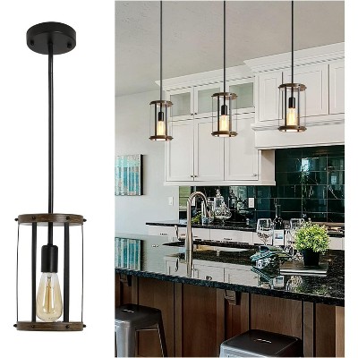 KTMBDW Chandelier Vintage Pendant Light Fixture, Farmhouse Metal, Open Frame Hanging Lighting for Diningroom, Kitchen Island Living Room, Black