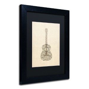 Trademark Fine Art -Michael Tompsett 'Acoustic Guitar Old Sheet Music' Matted Framed Art - 1 of 4
