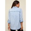 PinkBlush Light Blue Chambray Maternity Rolled Cuff Shirt - 3 of 4