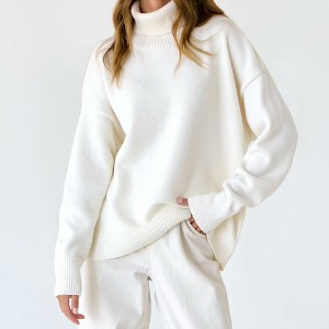 Womens Turtleneck Sweater Long Sleeve Loose Fit Sweater Drop Shoulder Oversized Sweater Cozy Knitwear Womens Jumper Winter Tops - 1 of 4