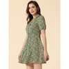 Allegra K Women's Button Up Short Sleeve A-Line Chiffon Vintage Floral Shirt Dress - 2 of 4