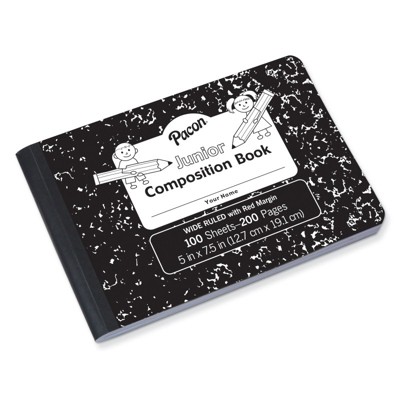 Pacon Junior Composition Book, Black Marble, 3/8" Ruled 5" x 7-1/2", 100 Sheets (Pack of 12)